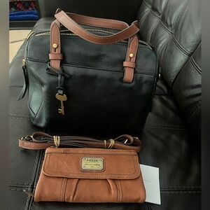 Fossil Leather Bag & matching Wallet